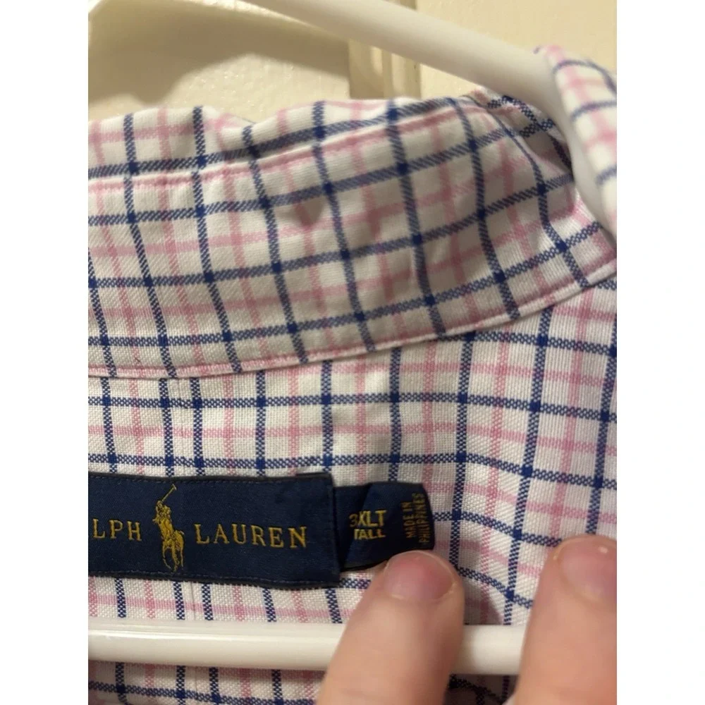 Polo‎ Ralph Lauren Button Dress Shirt -3XLT TALL Blue White pink With Pony